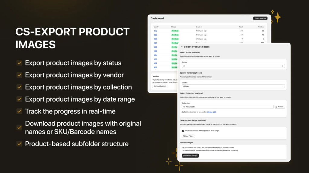Export Product Images - Shopify app features.