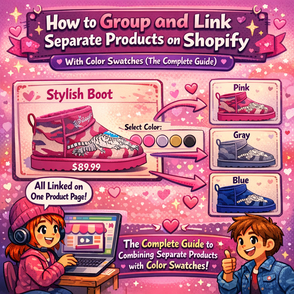 How to Group and Link Separate Products on Shopify With Color Swatches (The Complete Guide)