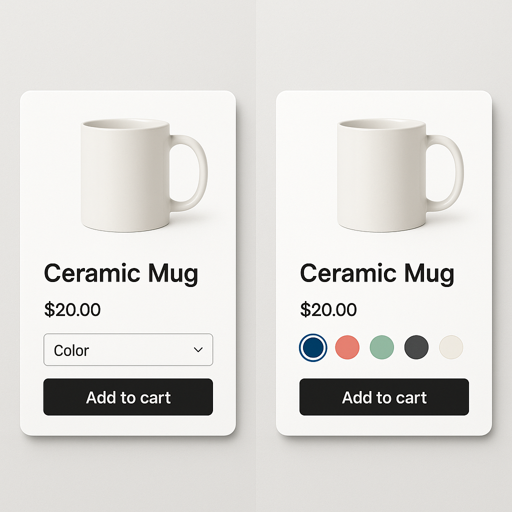 Shopify color swatches vs dropdown menus comparison