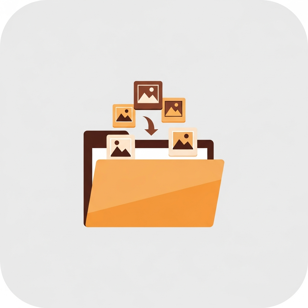 a download folder with product photos being organized into it