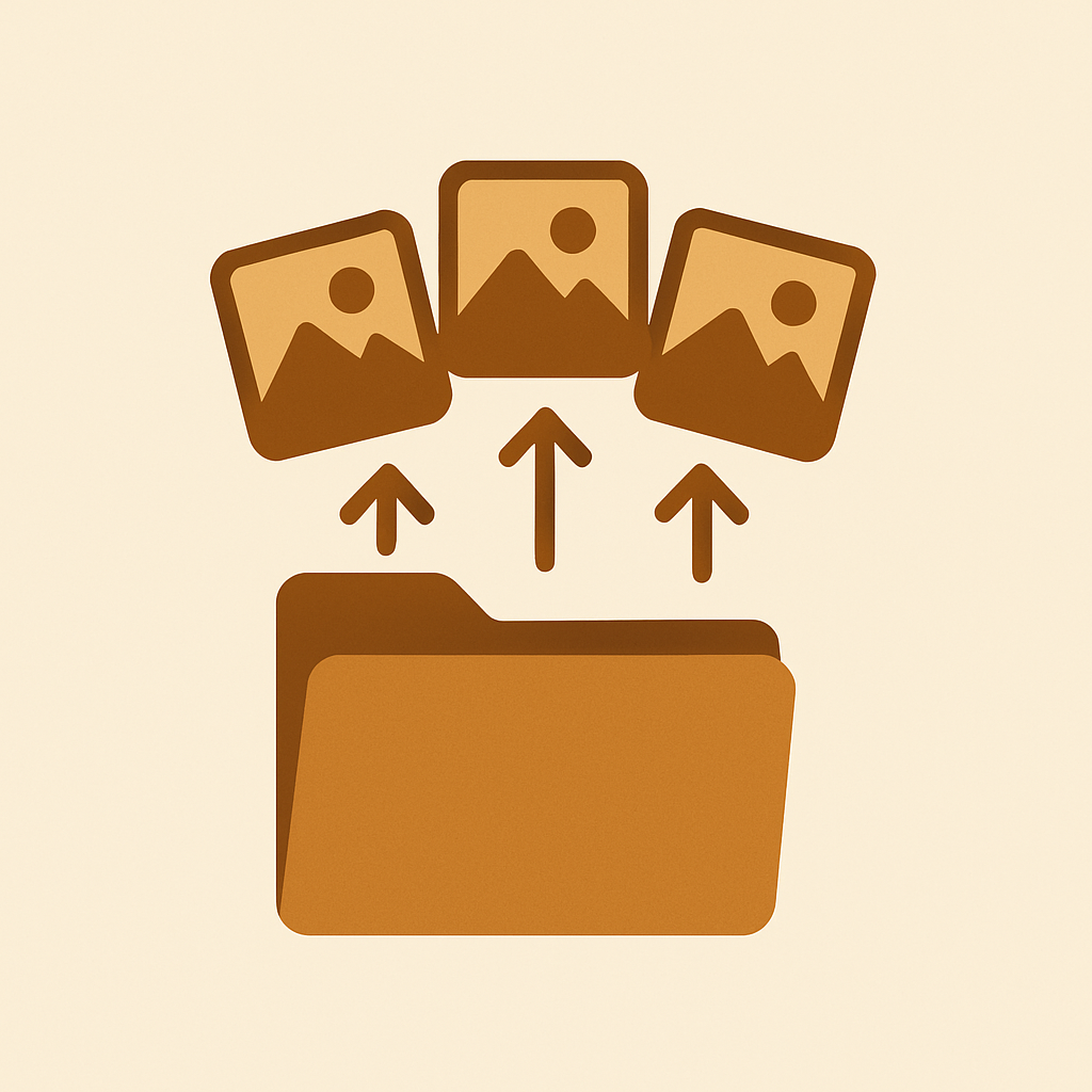 Best Shopify bulk image upload app comparison illustration with stack of photos flowing into a storefront