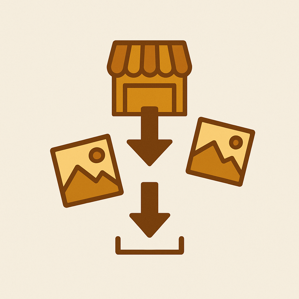 Best Shopify export product images app illustration with photos packed into a ZIP file