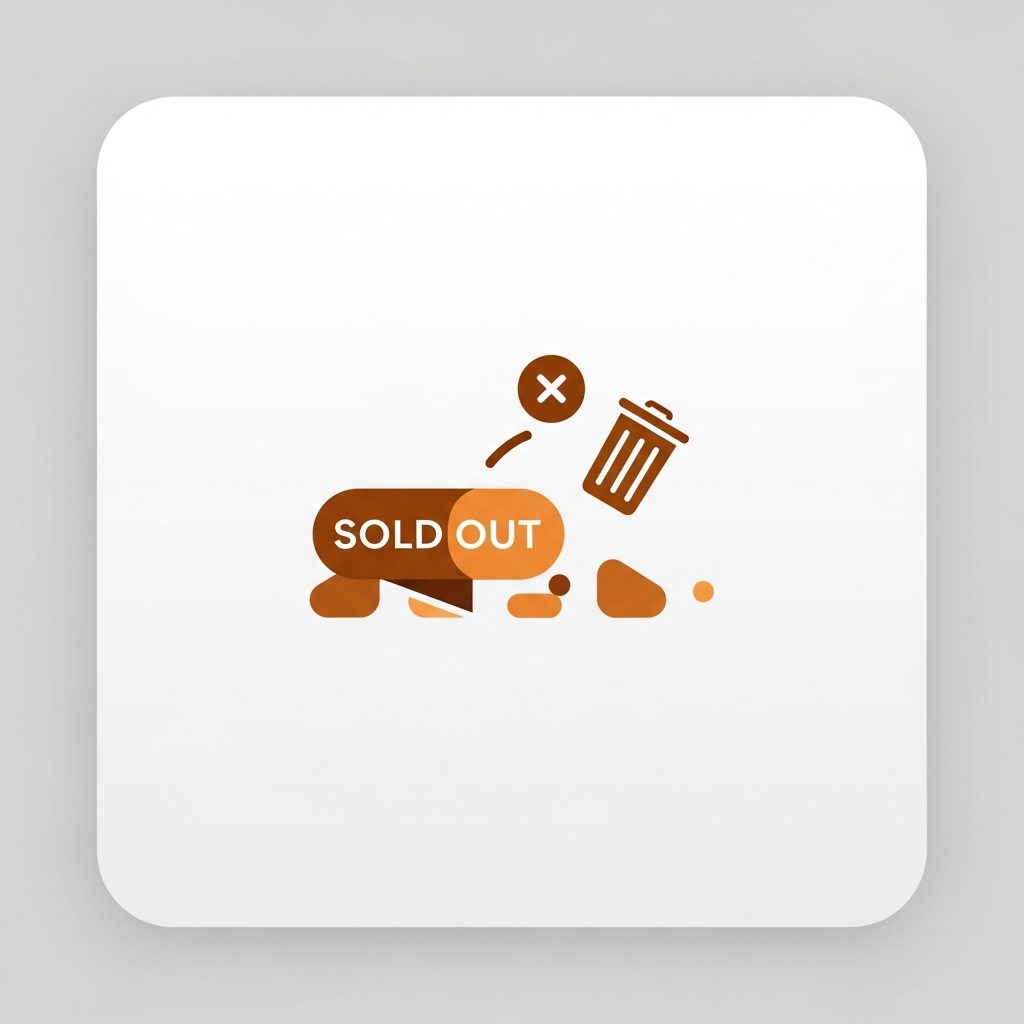 a sold-out tag on product variants with a delete action removing them