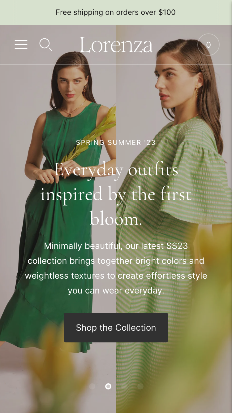Lorenza Shopify theme by Fluorescent Design for editorial boutique retail