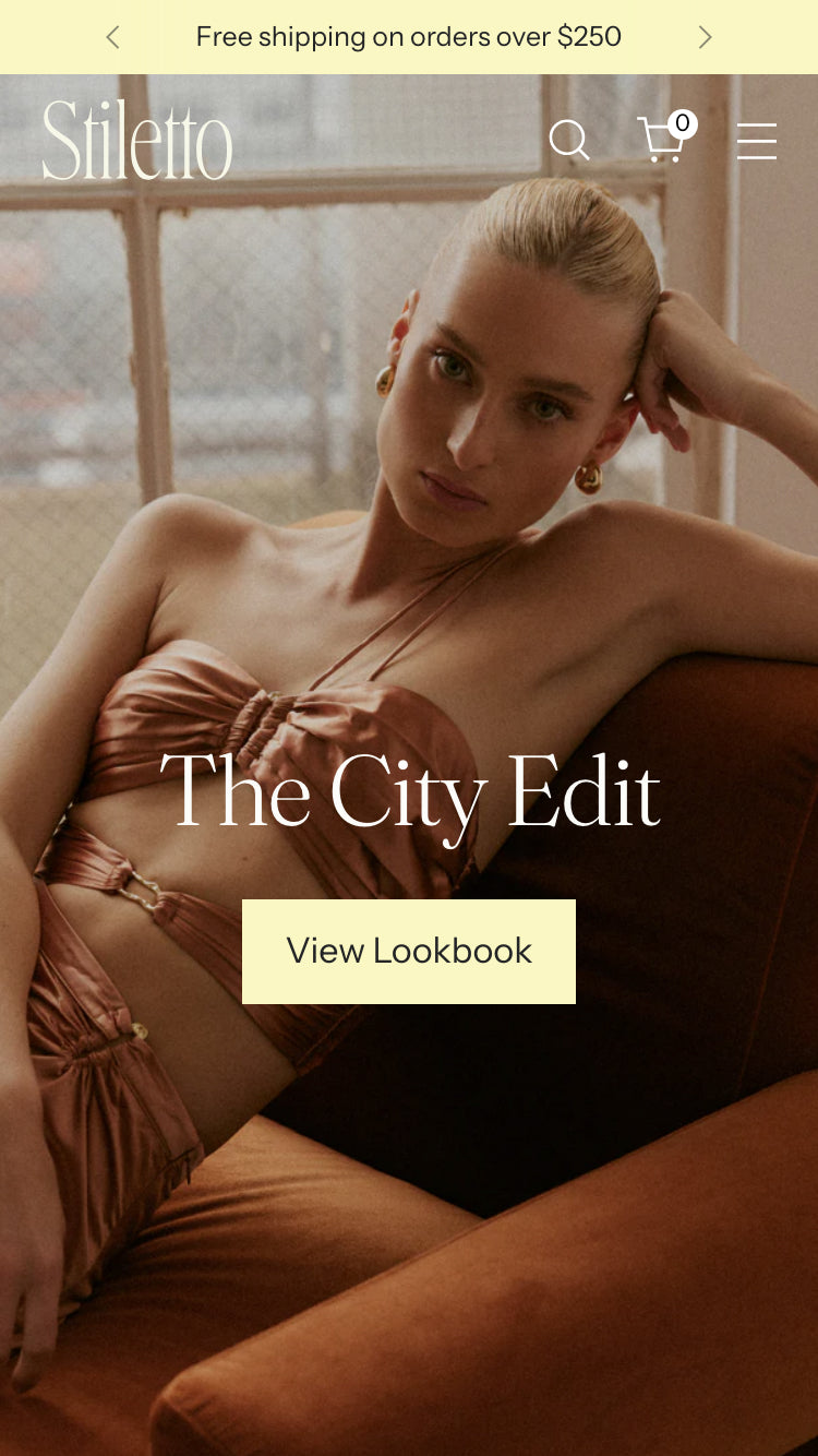 Stiletto Shopify theme by Fluorescent Design for luxury fashion brands