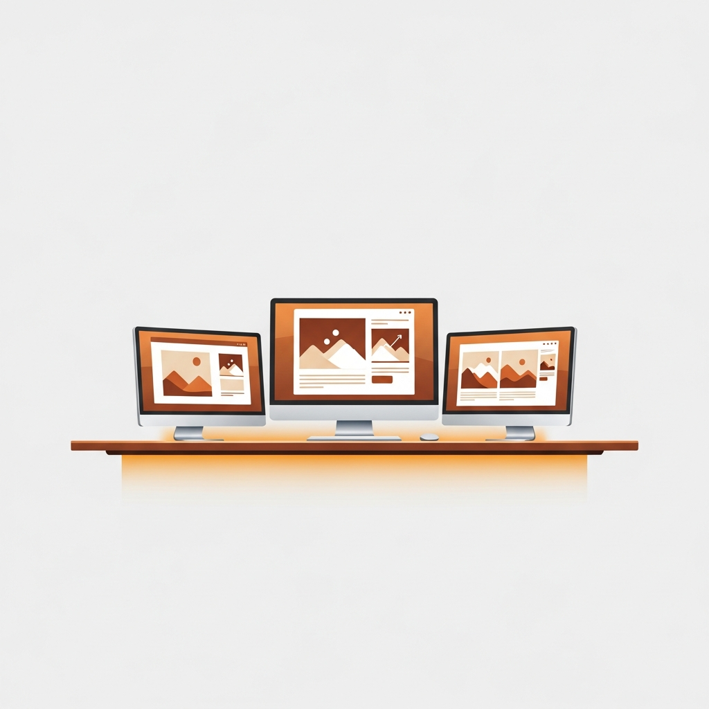 an agency desk with multiple screens showing product image exports