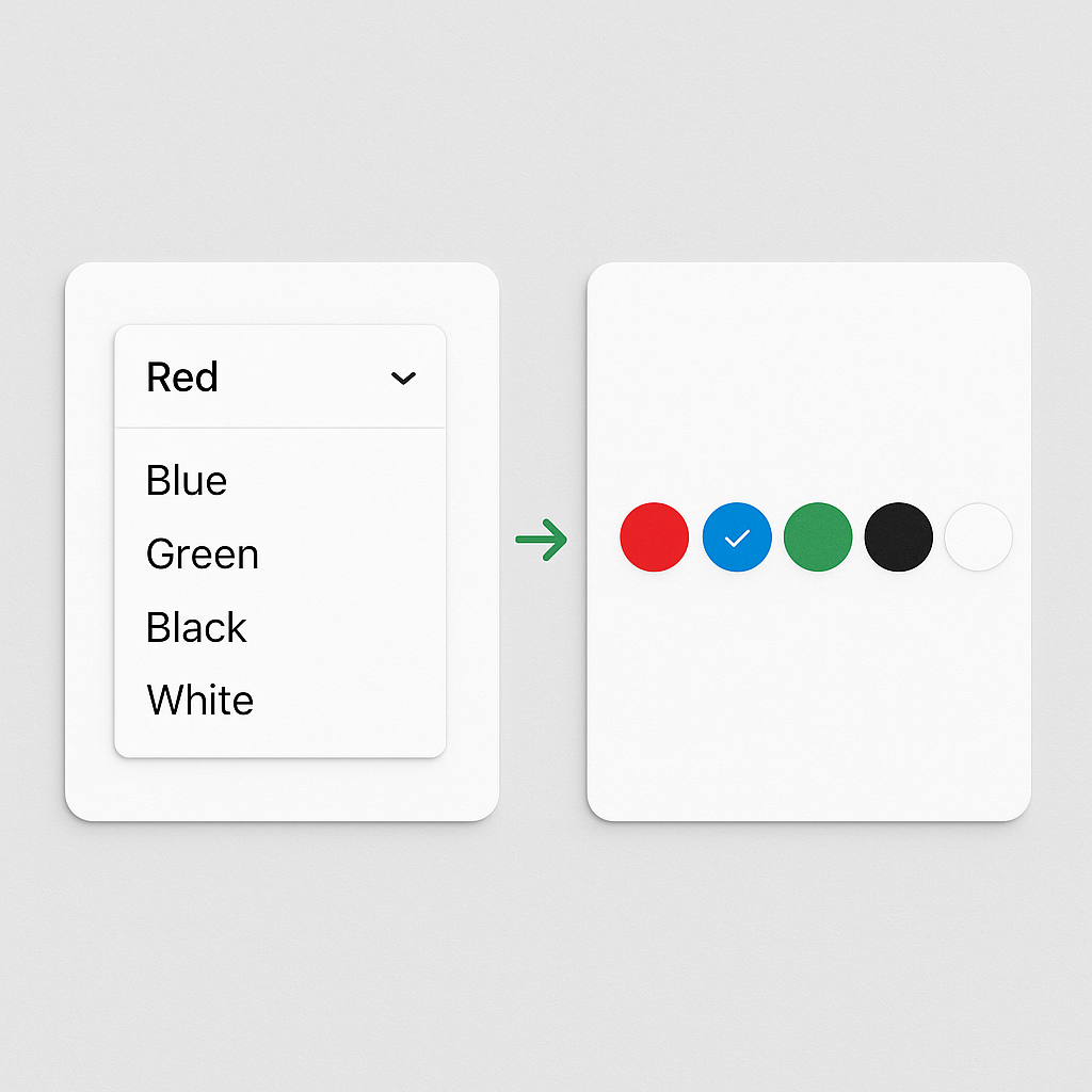 Farbfelder vs Dropdown Vergleich