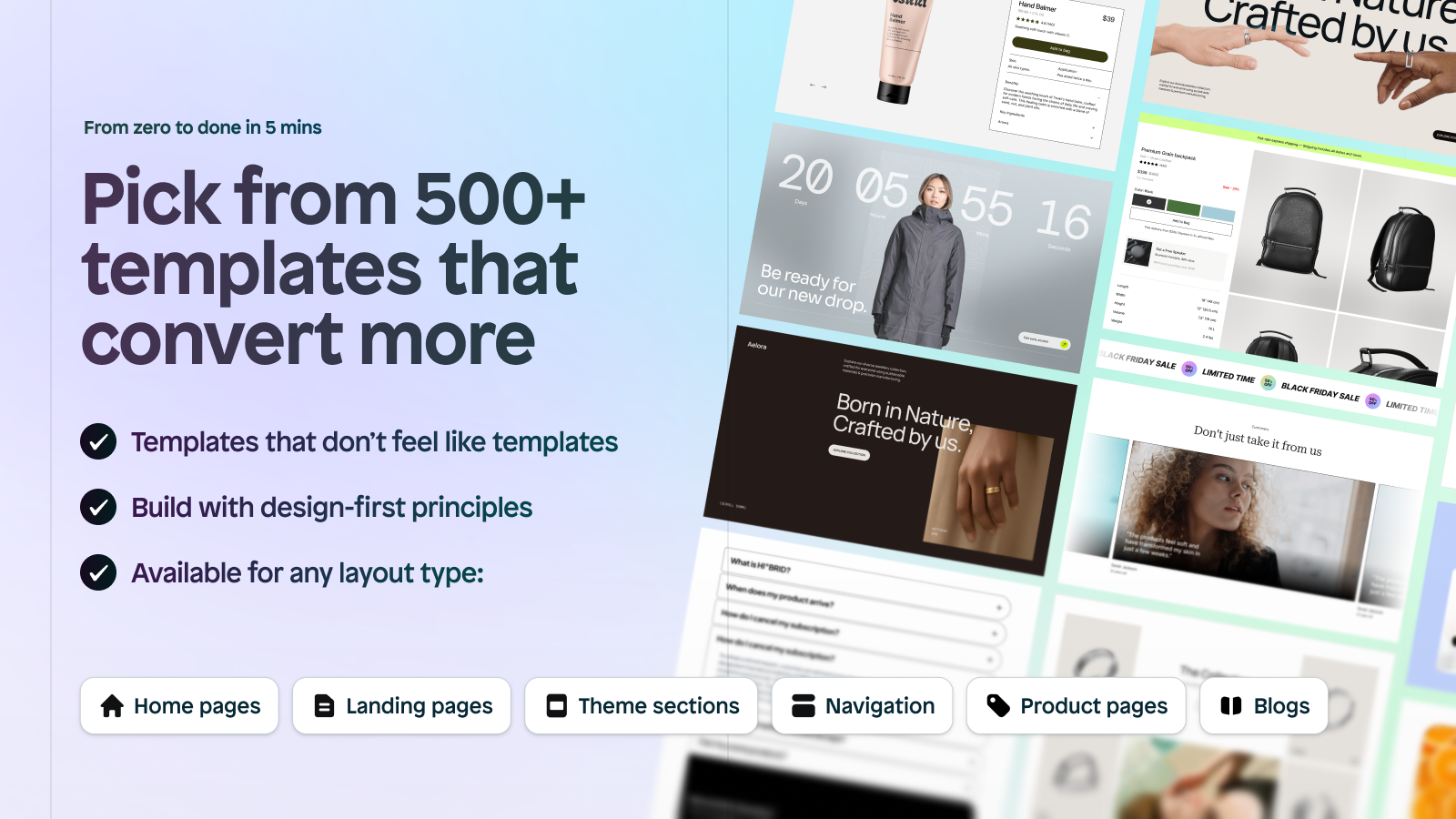 Instant Page Builder with 500+ conversion-optimized templates