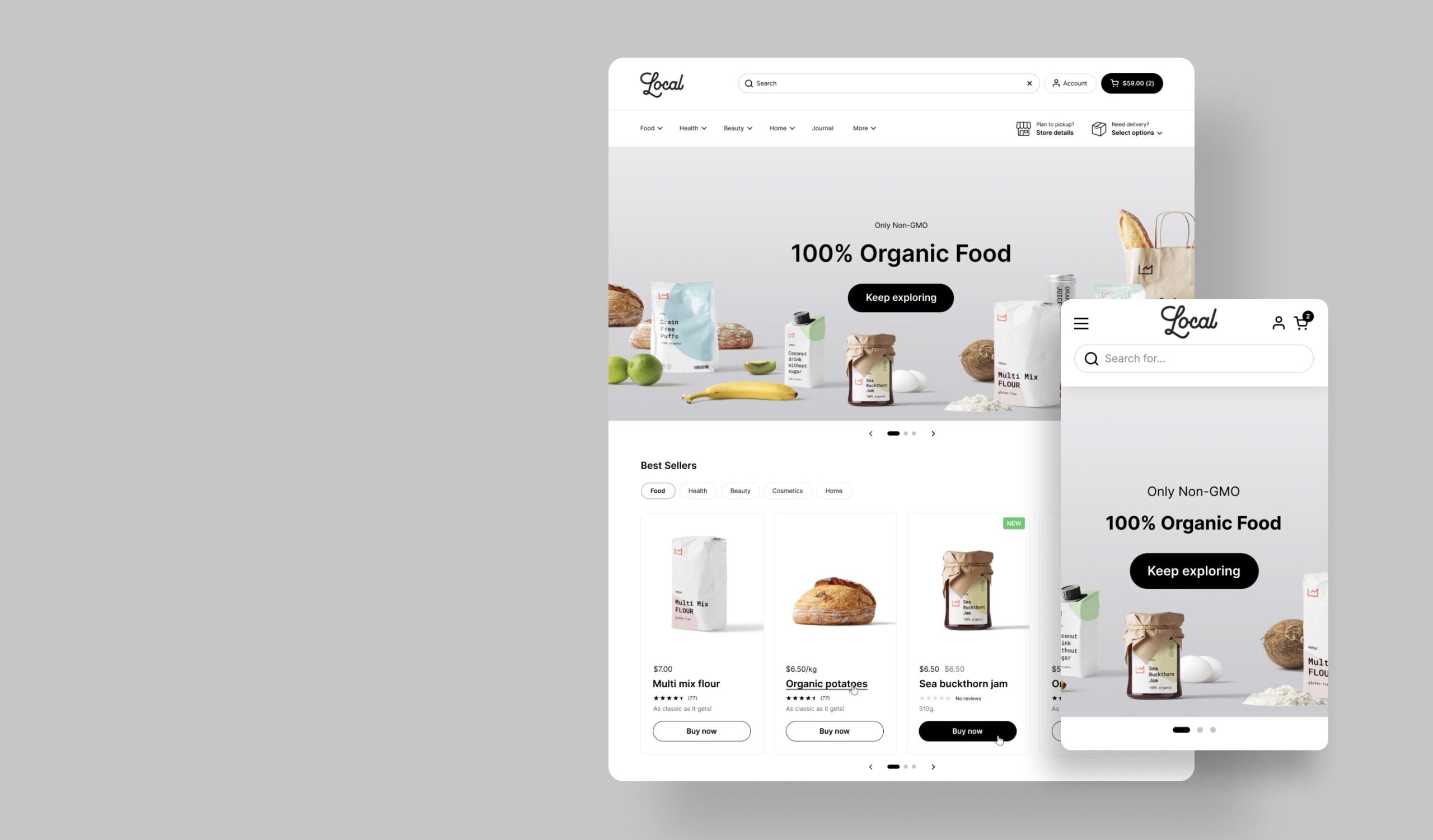 Local Shopify theme by Krown for food and drinks stores