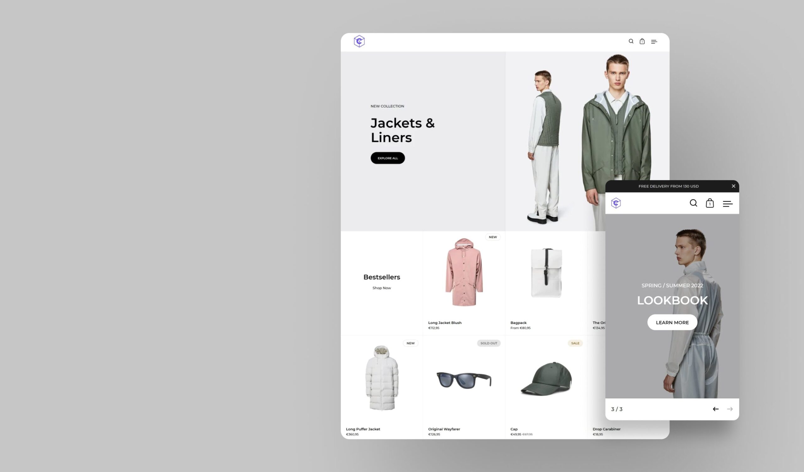 Split Shopify theme by Krown with split-screen layout for visual storytelling brands