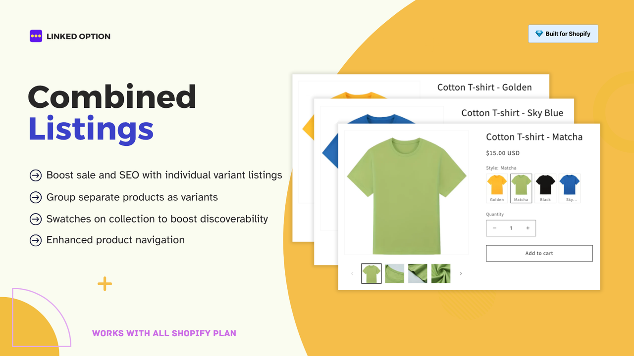 LinkedOption Combined Listings Shopify App Store listing