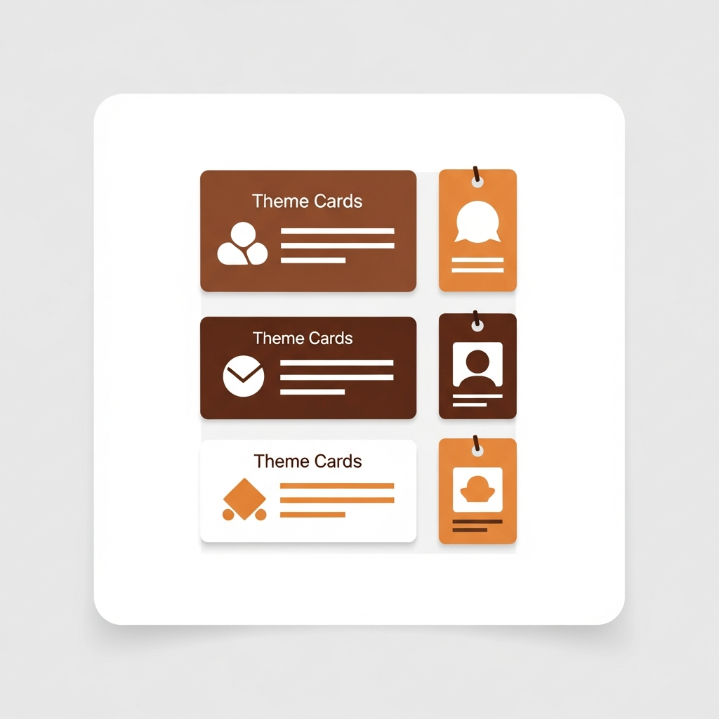 a numbered directory list with theme name cards and ID tags