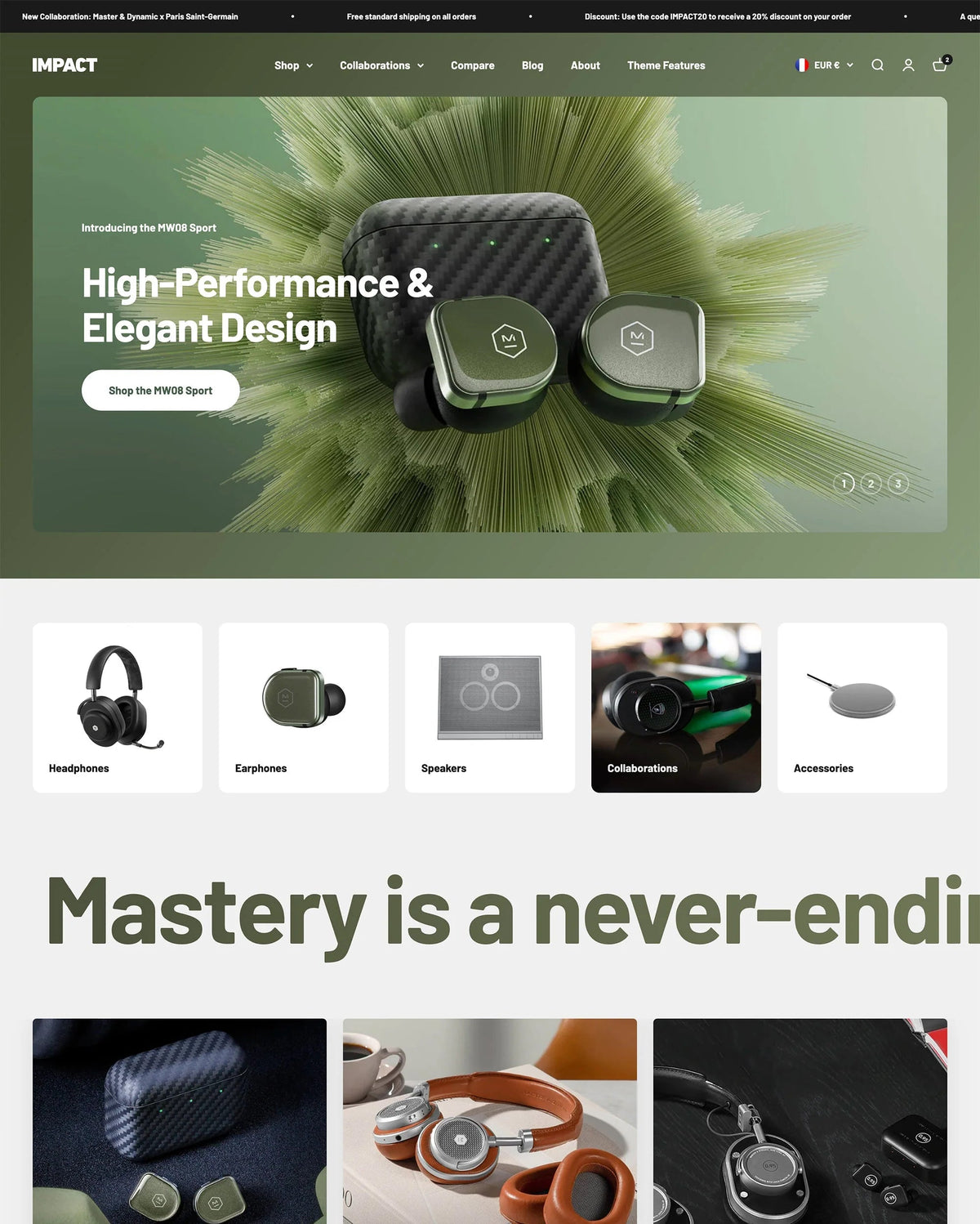 Impact Shopify theme by Maestrooo for bold entertainment and audio brands