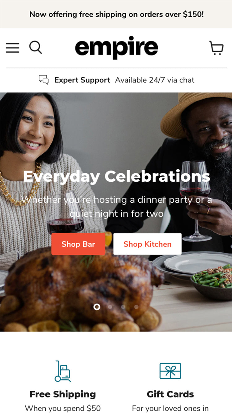 Empire Shopify theme by Pixel Union for large catalog stores