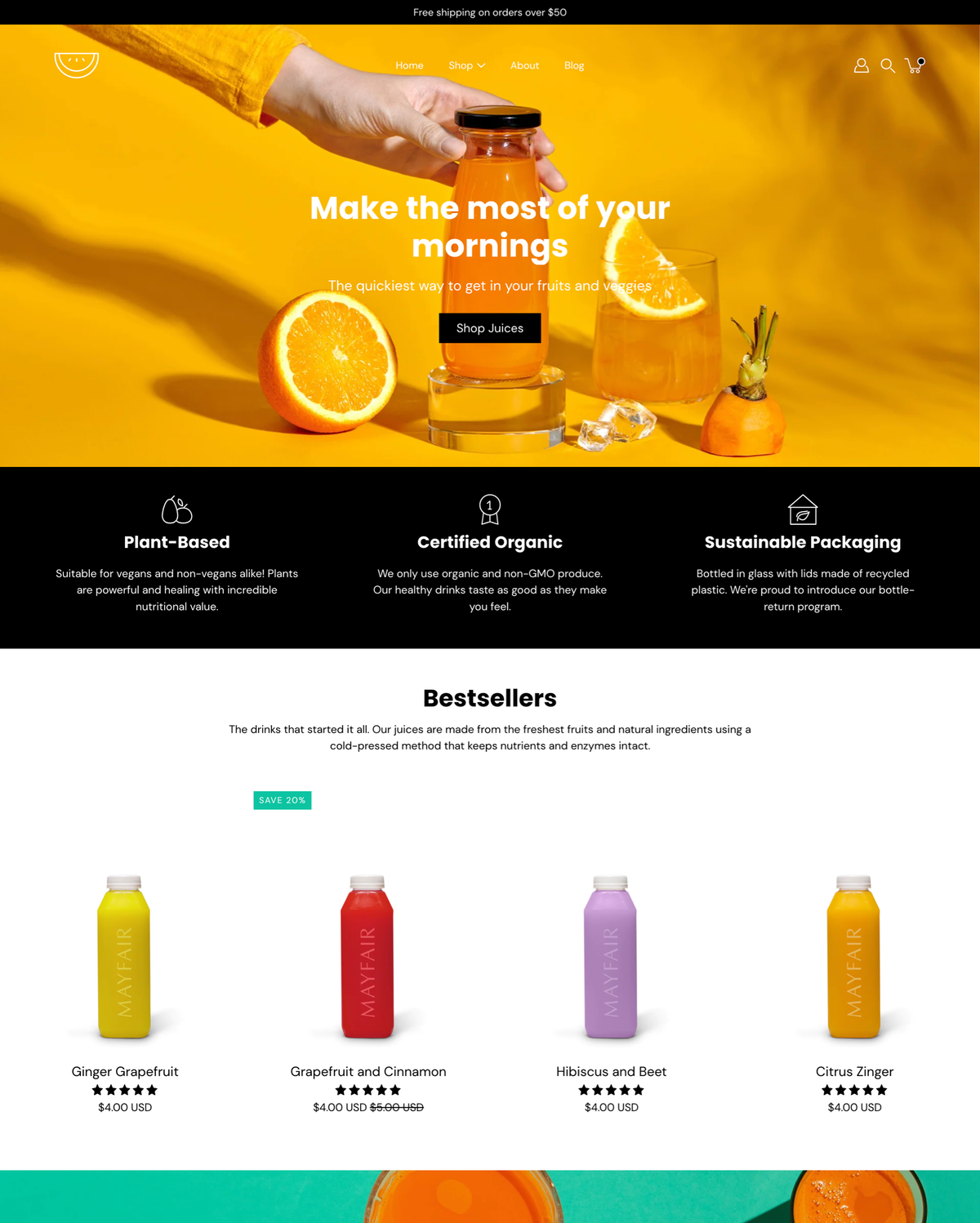 Modular Shopify theme by Presidio for food, beverage, and fitness brands