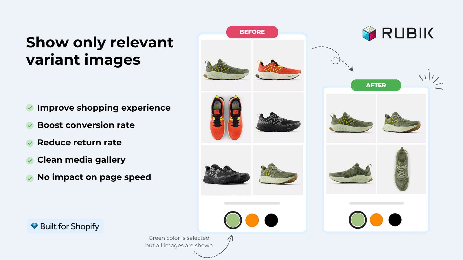 Rubik Variant Images showing only relevant variant images on product page