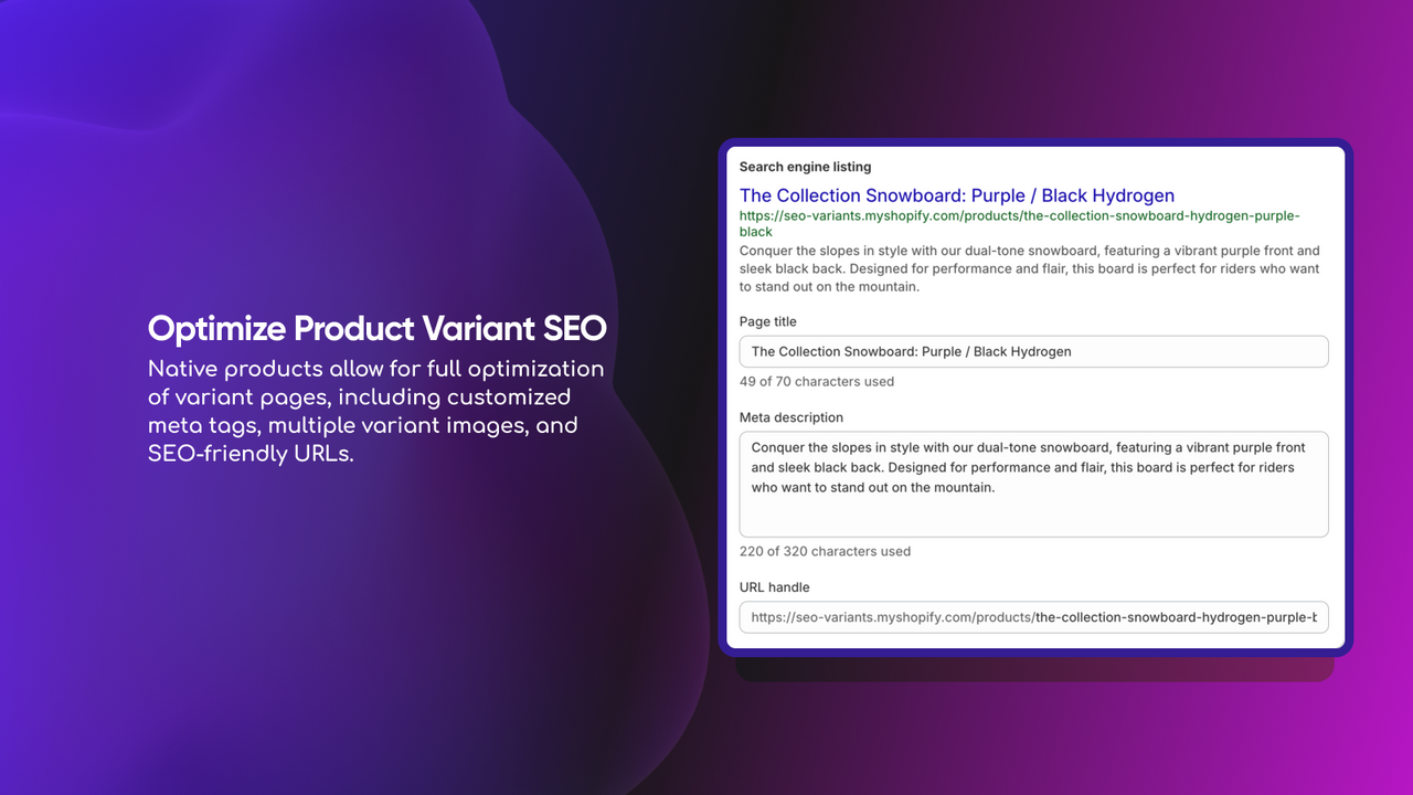 SEO Variants Combined Listings Shopify App Store listing