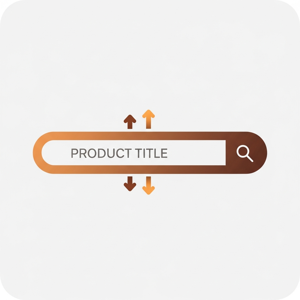 a search bar with a product title text and ranking position arrows