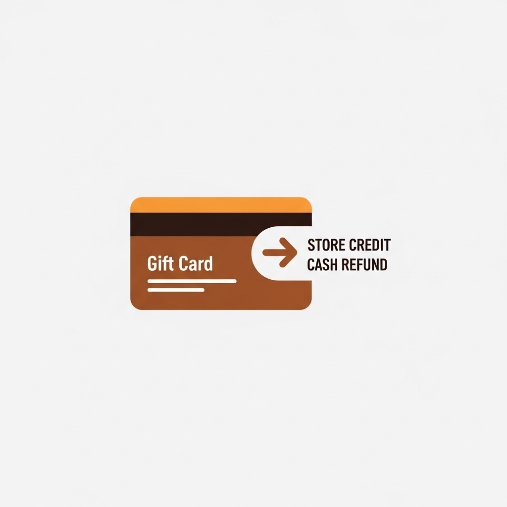 a gift card with a return arrow showing store credit instead of cash refund