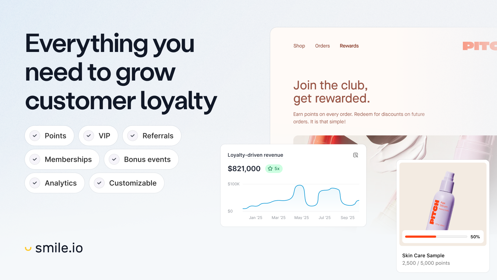 Smile.io loyalty program rewards app for Shopify