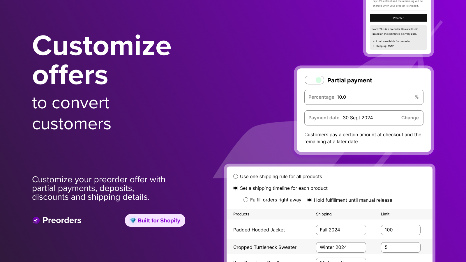 STOQ preorder, presales, backorder, and deposit setup options