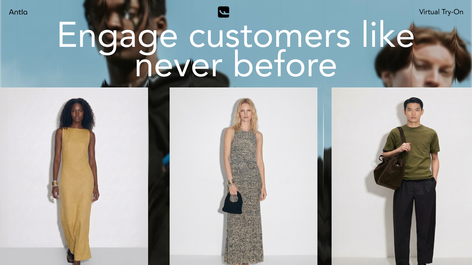 Antla AI virtual try-on results showing shoppers wearing different outfits on a Shopify product page