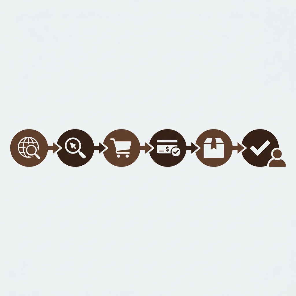 AI agent commerce flow on Shopify: discover, search, cart, checkout, fulfill, complete with human approval