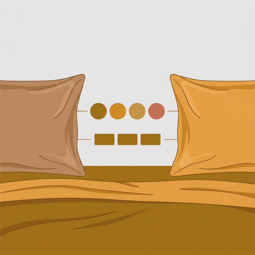 Multi-option swatches connecting two silk pillowcases across colors and sizes