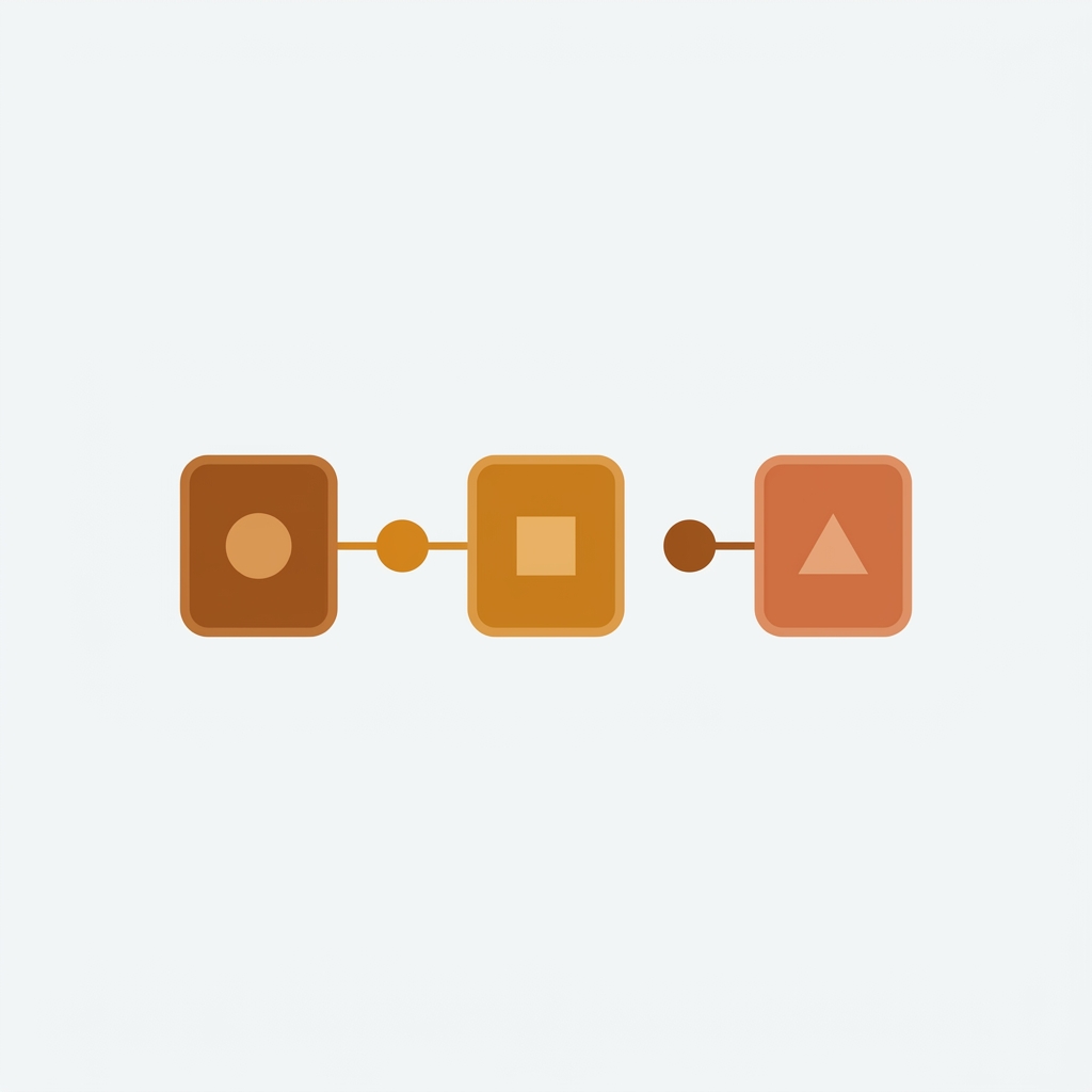several separate product cards connected with swatch dots into one linked group