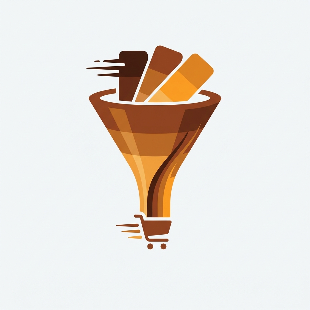 a shopping funnel getting shorter with color swatches speeding the path from grid to cart