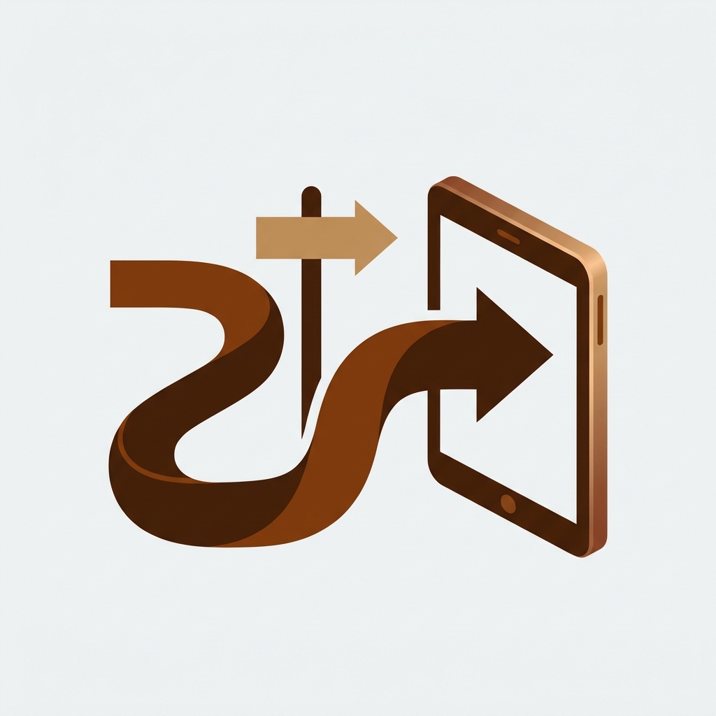 an old URL address bending and redirecting along an arrow into a new page, a signpost showing the redirect path