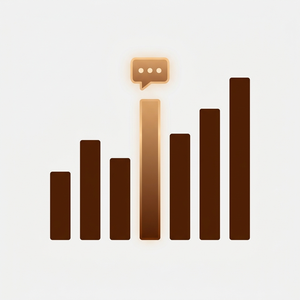 an analytics dashboard bar chart with one glowing highlighted bar labeled by a small AI chat icon, representing tracking AI referral traffic in analytics, minimal flat illustration